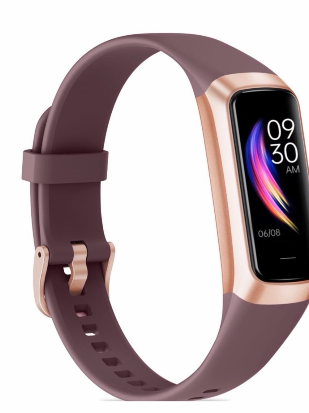 Rose Gold Fitness Tracker with Plum Band